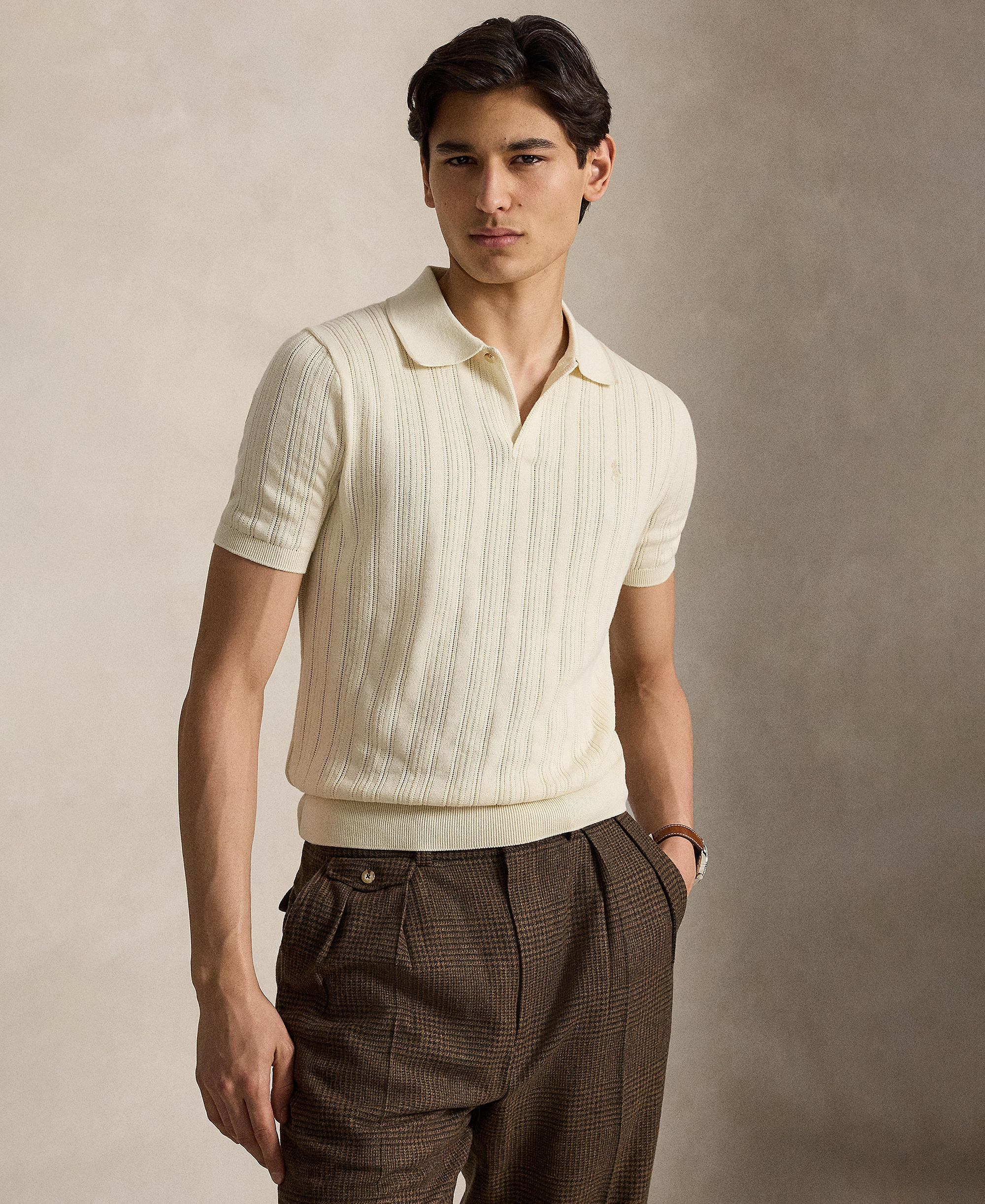 Polo Ralph Lauren Men's Textured Cotton Polo Shirt - Andover Cream