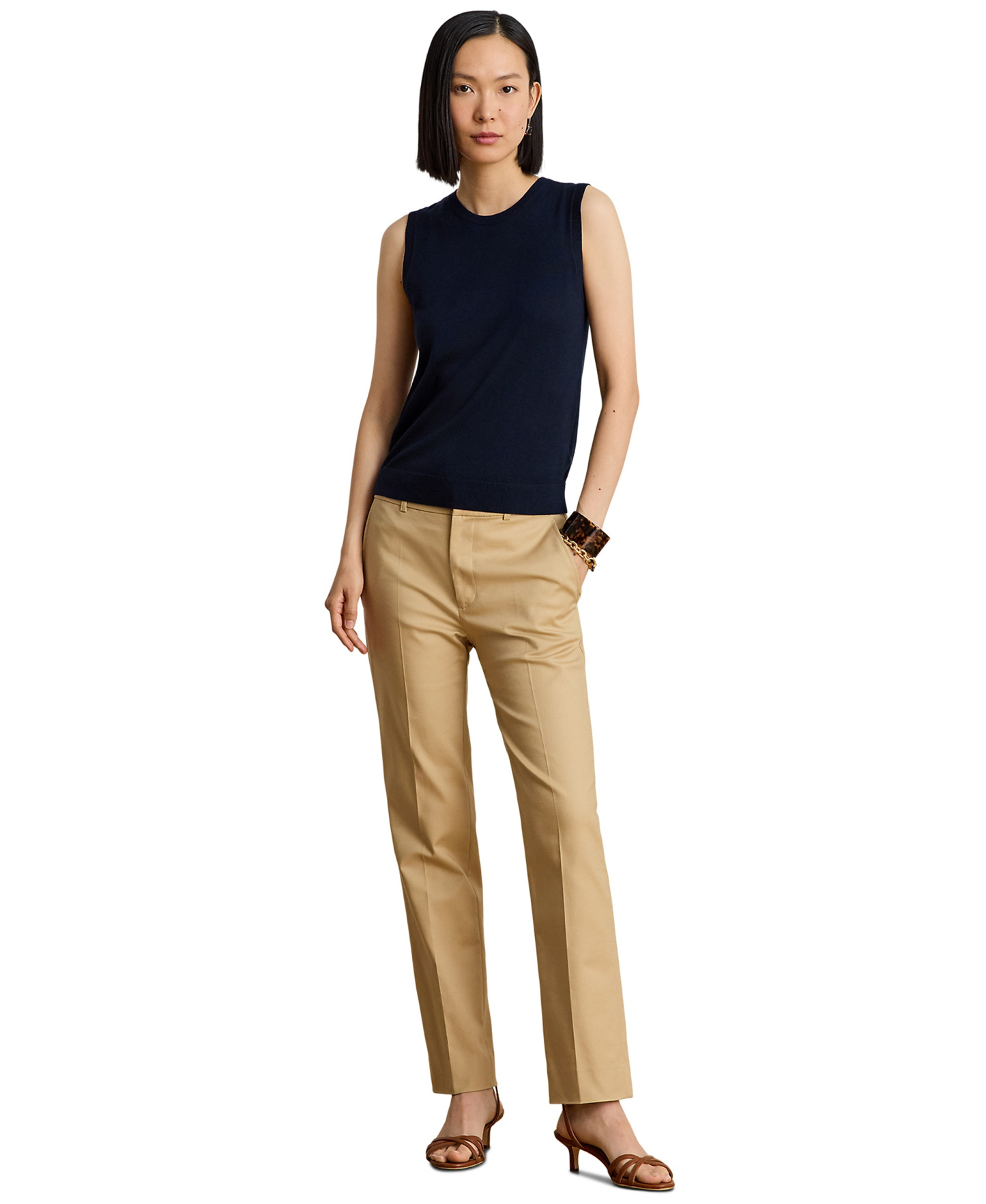 Lauren Ralph Lauren Women's High-Rise Slim Ankle Pants - Birch Tan