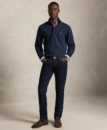 Polo Ralph Lauren Men's Luxury Jersey Quarter-Zip Pullover Sweater - Navy