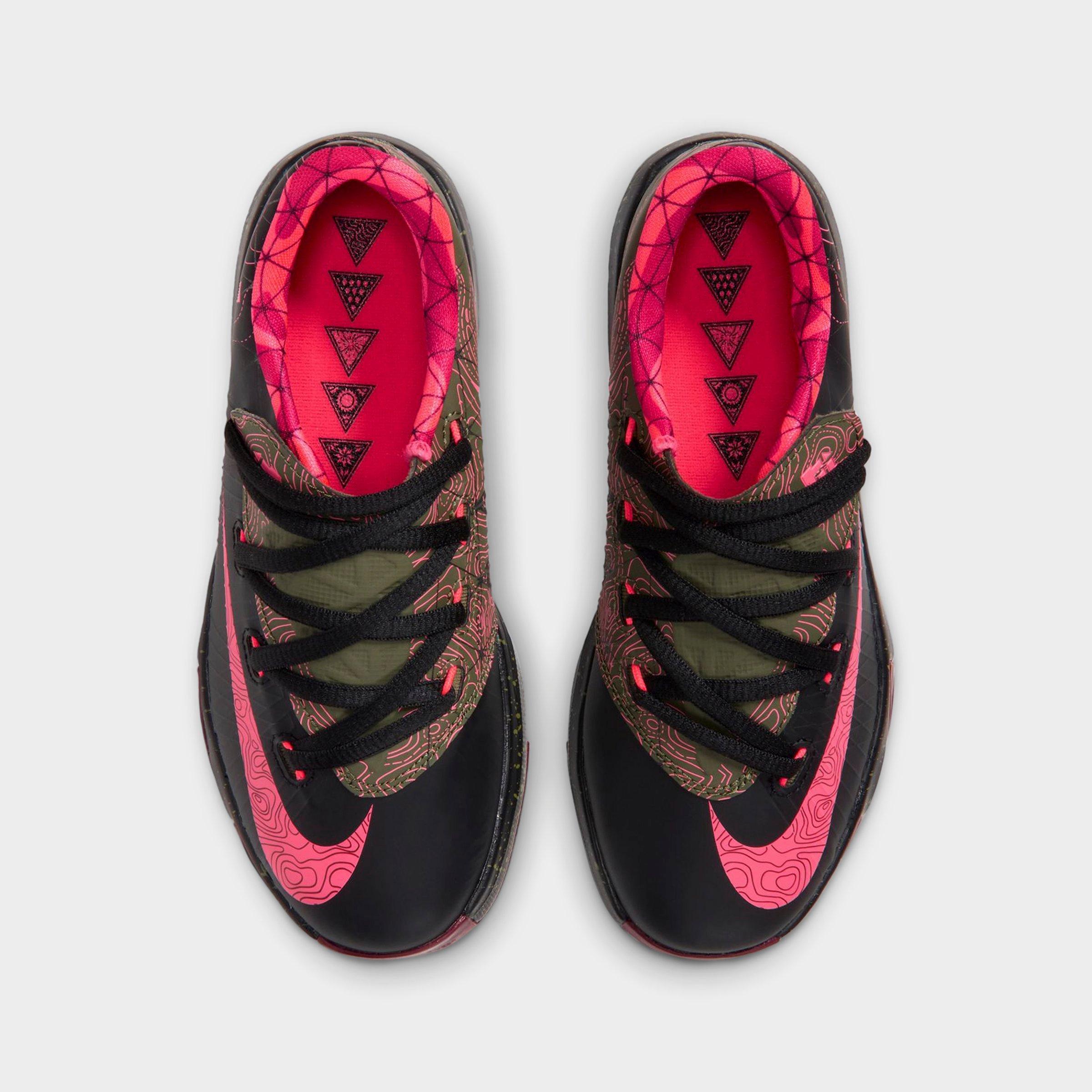 Little Kids' Nithtke KD 6 Basketball Shoes - Black/Atomic Red/Medium Olive/Noble Red - Top view