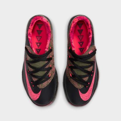 Little Kids' Nithtke KD 6 Basketball Shoes - Black/Atomic Red/Medium Olive/Noble Red - Top view