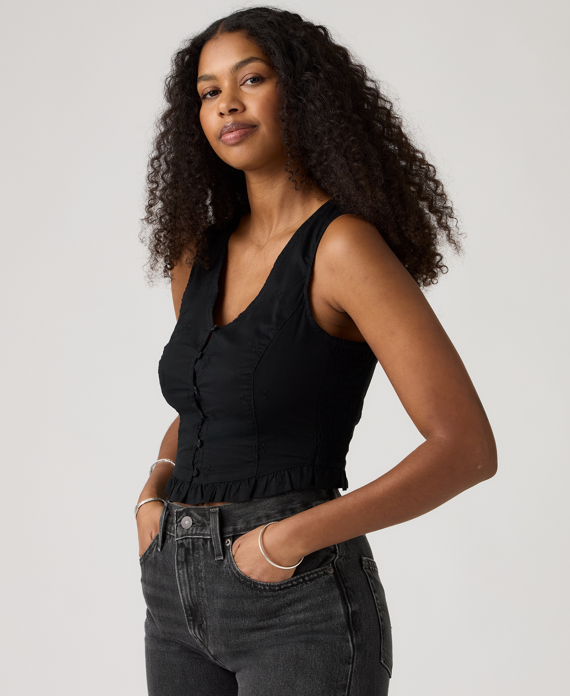 Levi's Women's Teagan Mini Eyelet Blouse - Mini Eyelet Anthracite Night