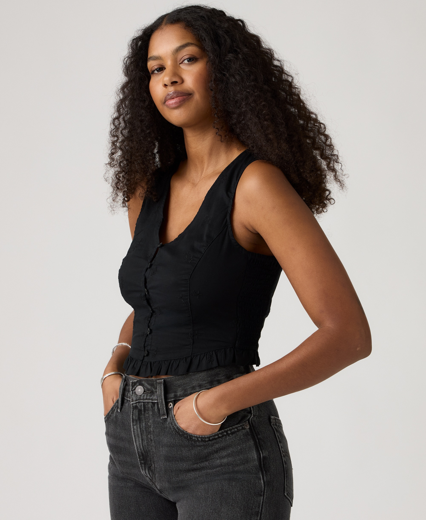 Levi's Women's Teagan Mini Eyelet Blouse - Mini Eyelet Anthracite Night