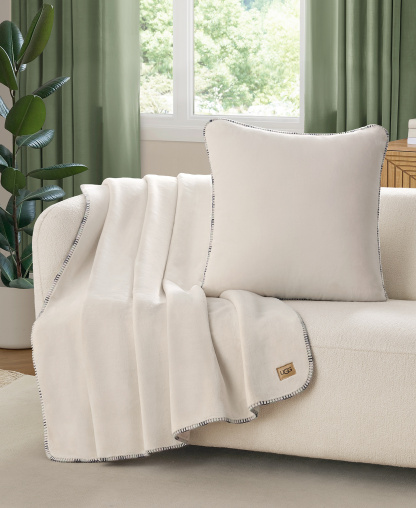 UGG® Coco Lightweight Throw, 50" x 70" - Snow Blue Embroidered