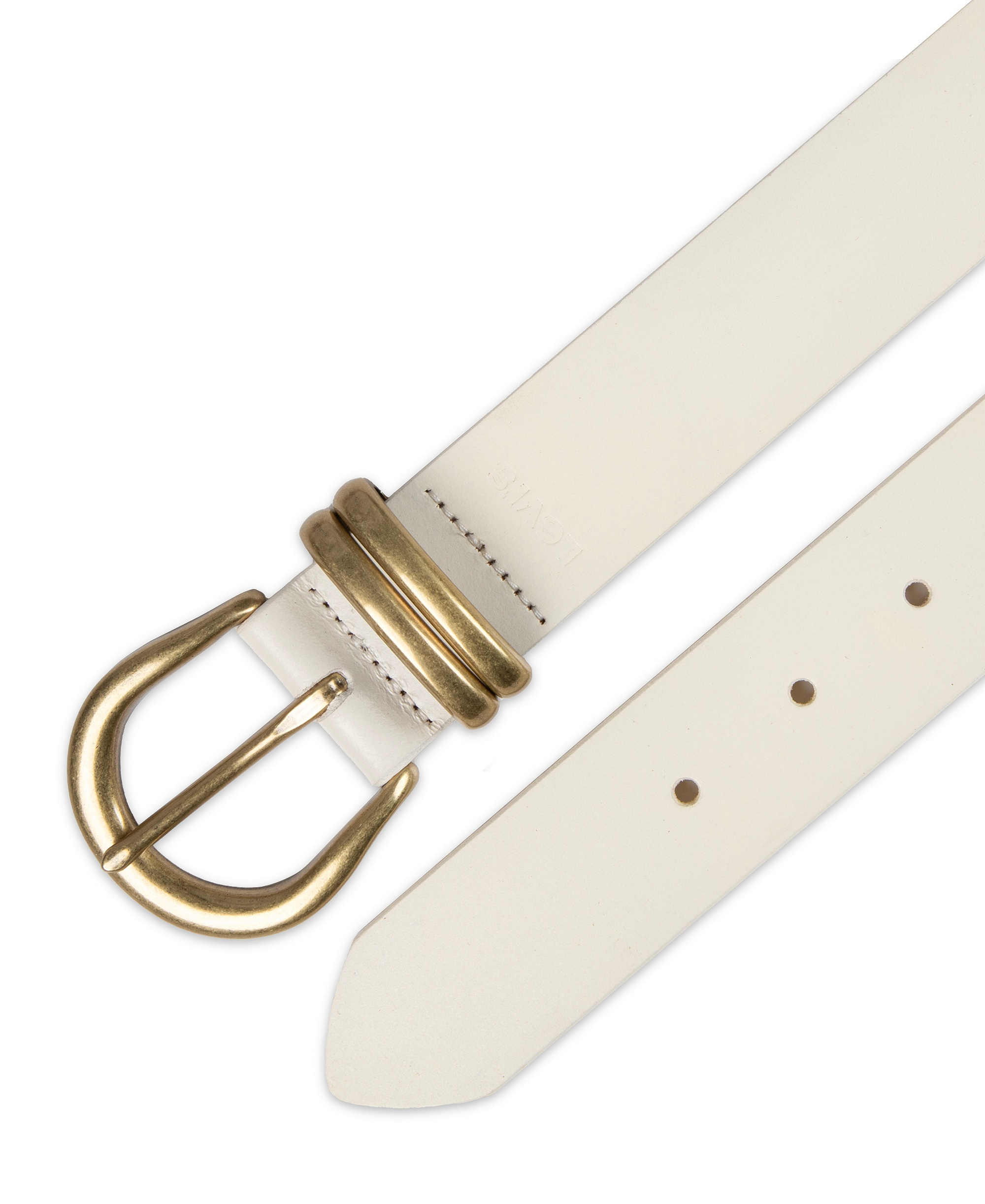 Levi's Women's Double Metal Loop Leather Belt - White