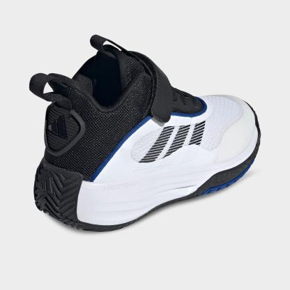 Big Kids' adidas Own The Game 3 Basketball Shoes - Footwear White/Core Black - Back view