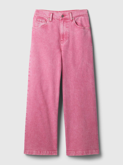 High Rise Stride Wide-Leg Ankle Jeans - sugar pink