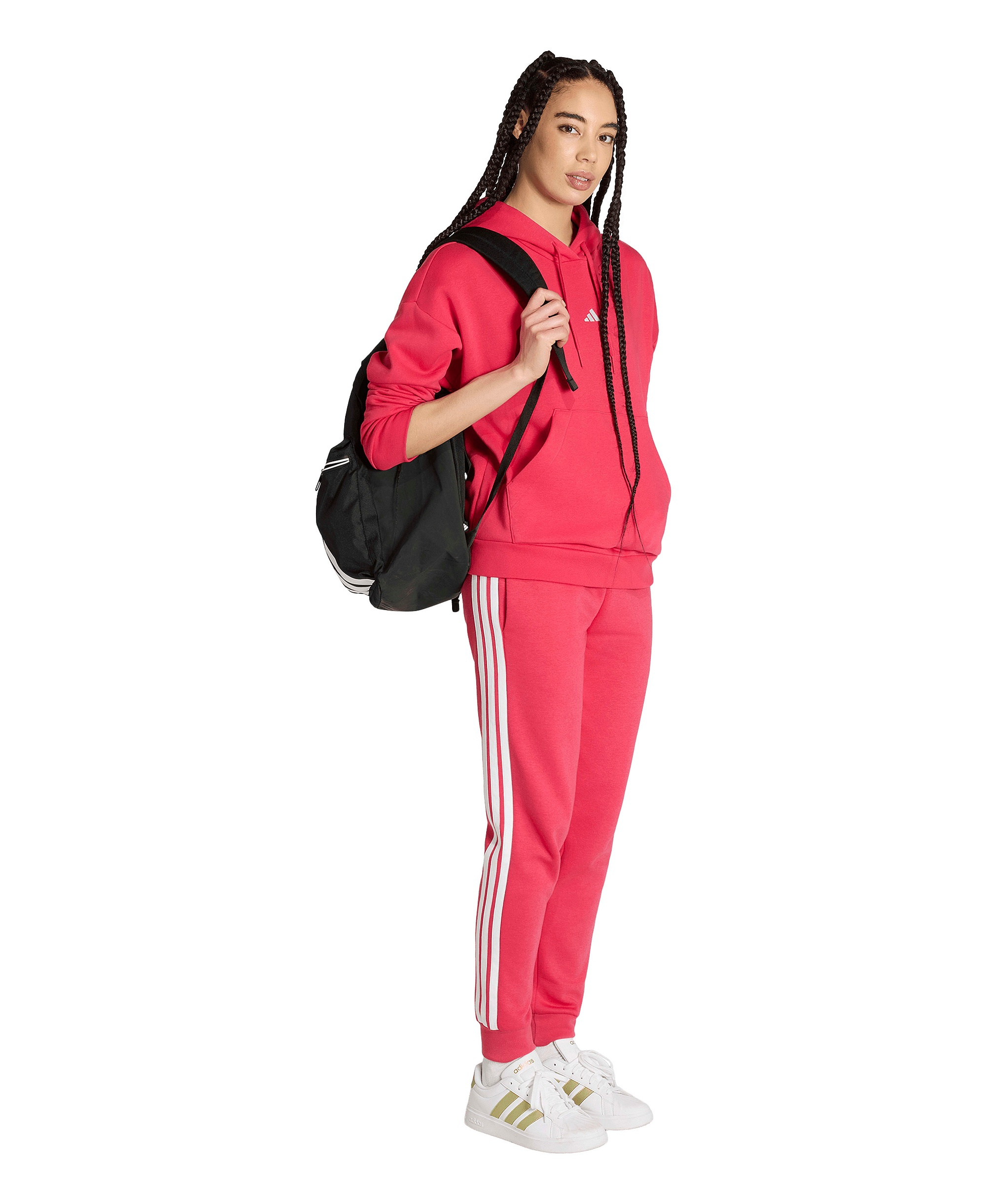 adidas Women's Essentials Long-Sleeve Logo Hoodie - Power Pink/white