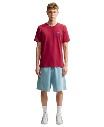 Nike Men's Sportswear Club Crewneck T-Shirt - Tough Red/Football Blue