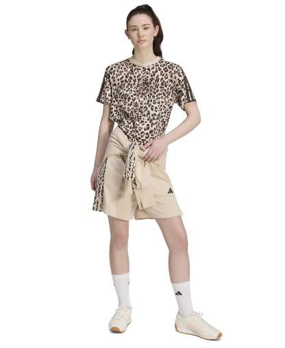 adidas Women's Seasonal Essentials 3-Stripes Printed Shorts - Crystal Linen/Multicolor/Mrystal Linen