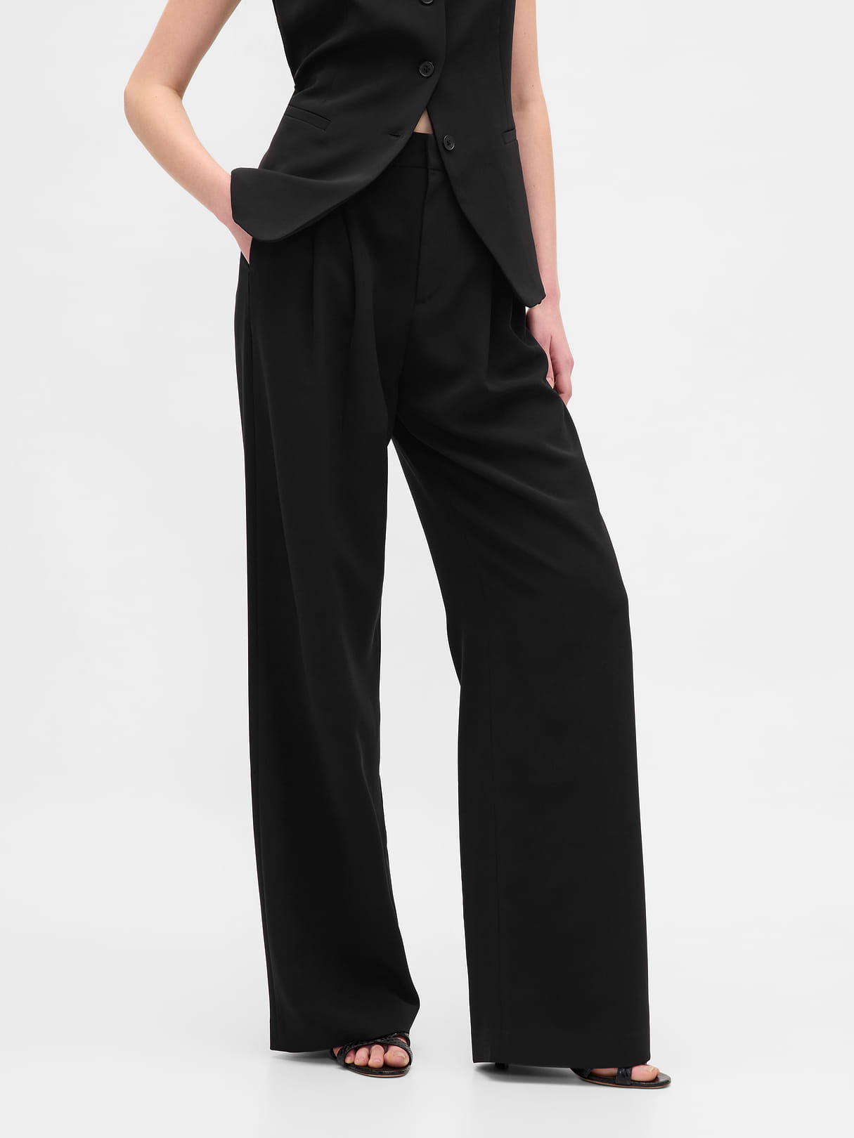 365 High Rise Pleated Trousers - Black