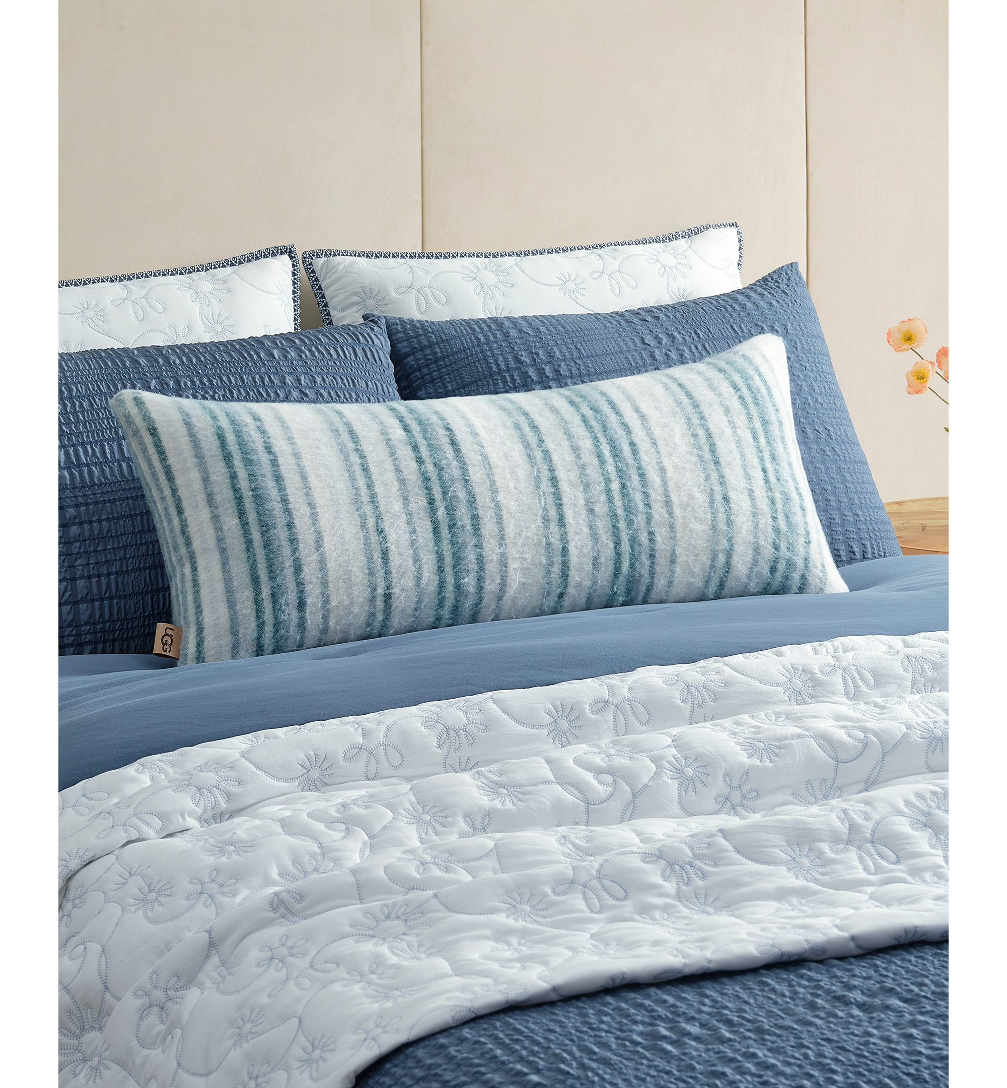UGG® Joanna Lightweight Decorative Pillow, 36" x 14" - Silver Blue