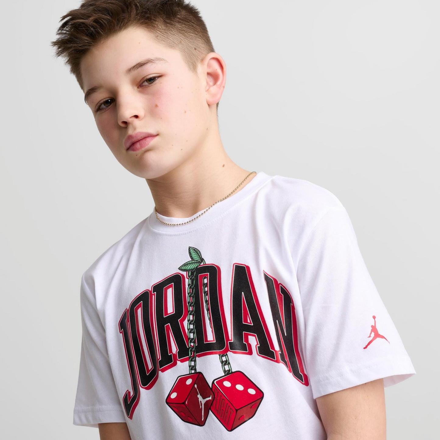 Big Kids' Jordan AJ13 Cherry Dice T-Shirt - White - view 5