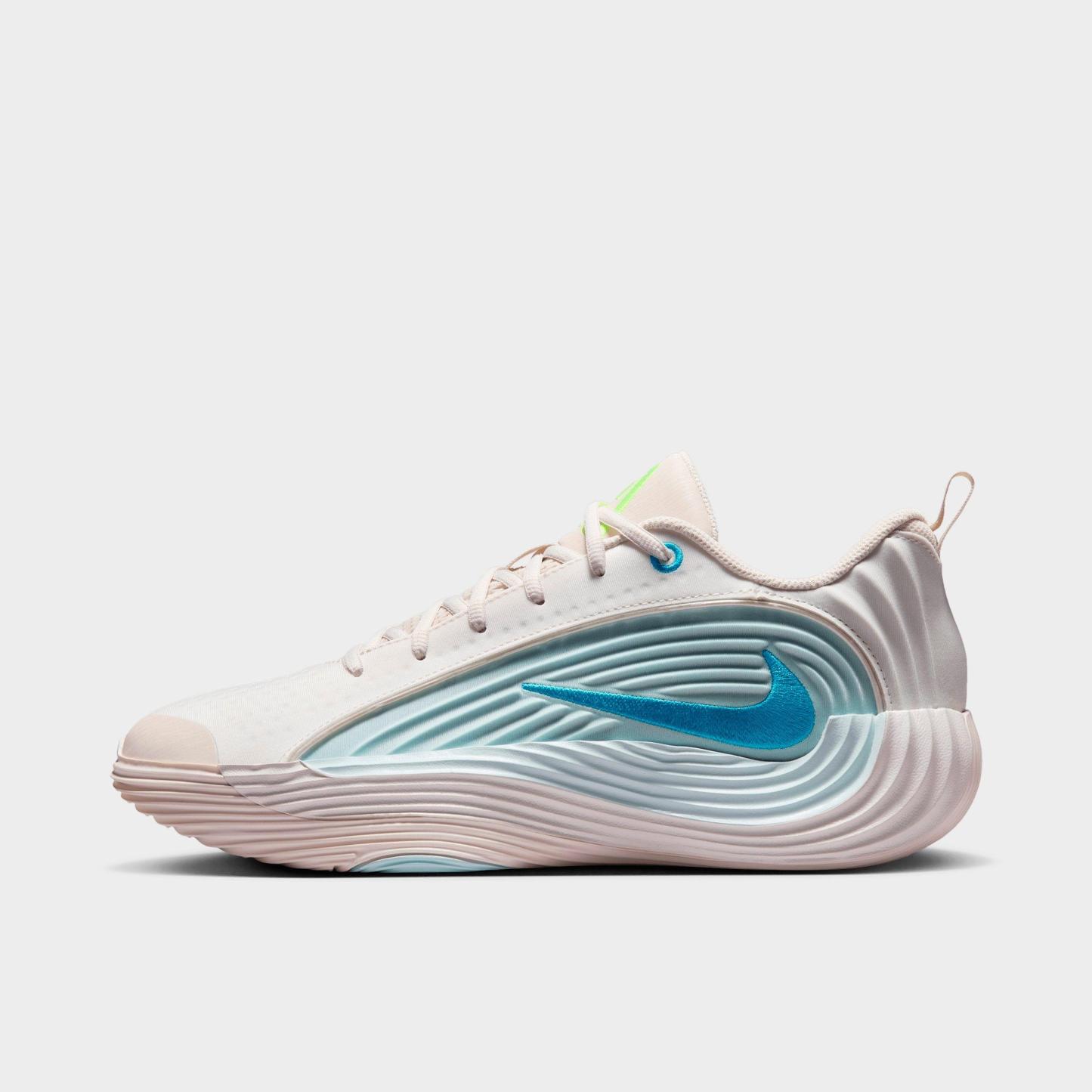 Men's Nithtke Giannis Immortality 5 Basketball Shoes - Part 1 - Sail/Glacier Blue/Chalk/Light Current Blue - Left shoe facing left. Outside of the shoe.
