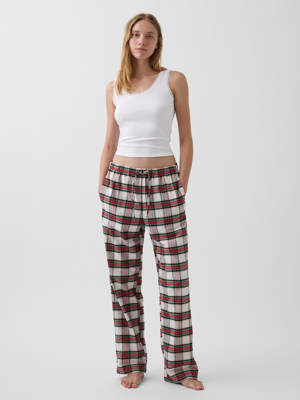 Adult Softest Flannel PJ Pants - Red & cream tartan