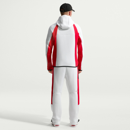 Nike Tech Men's Colour-Block Open-Hem Fleece Trousers - Summit White/University Red/Black