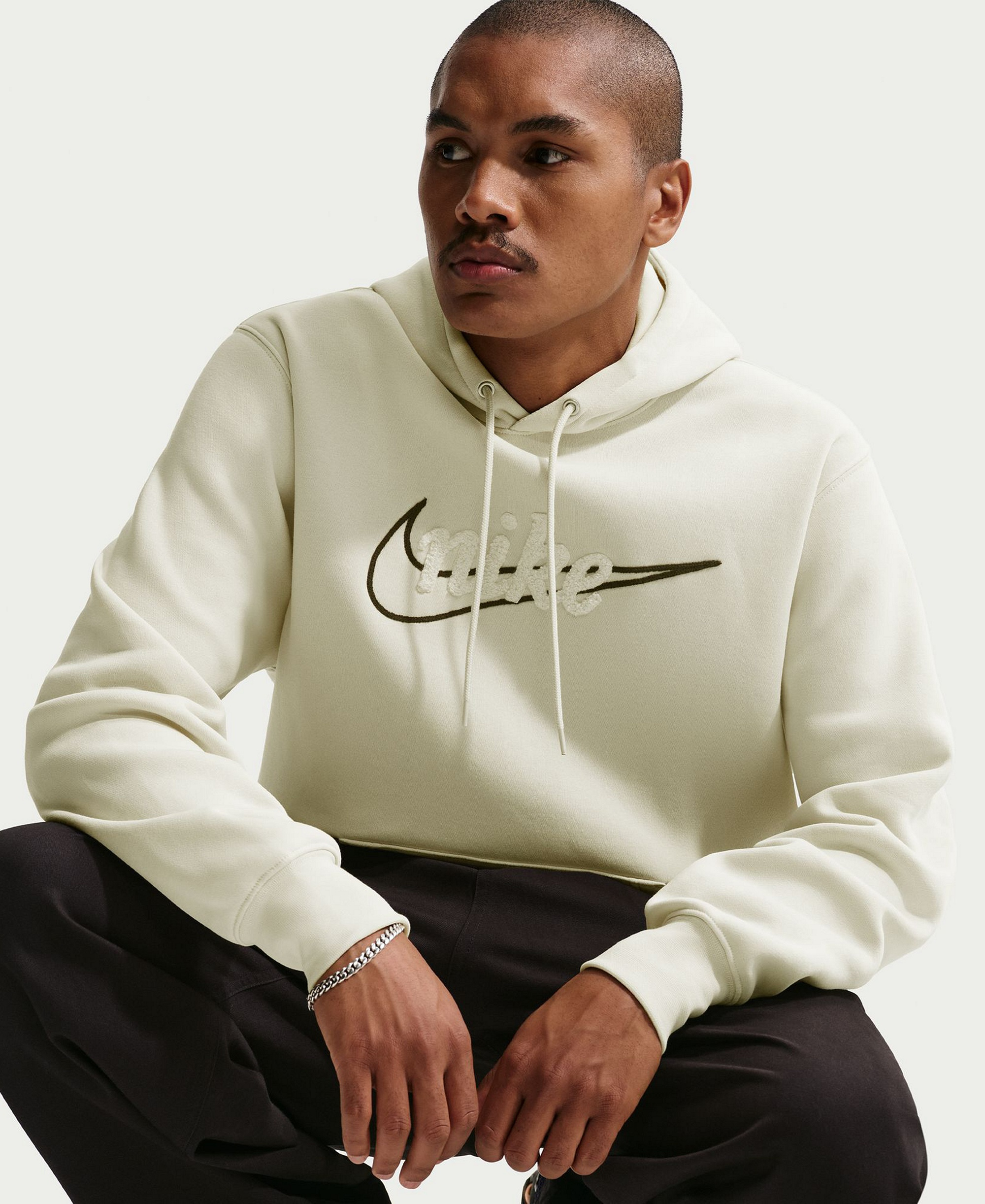 Nike Men's Embroidered Logo Relaxed-Fit Sweatshirt - Cream
