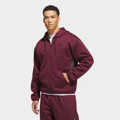 Men's adidas Basketball Crazy Warm Full-Zip Hoodie - Maroon