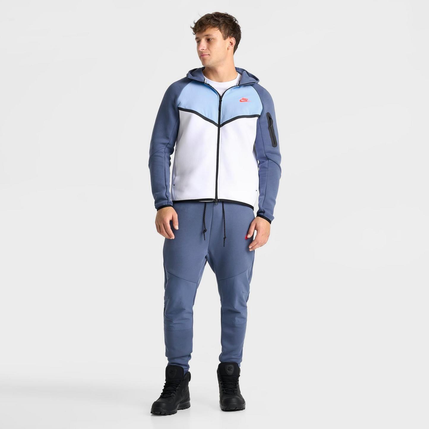Men's Nike Tech Fleece Windrunner Full-Zip Jacket - White/Psychic Blue/Diffused Blue