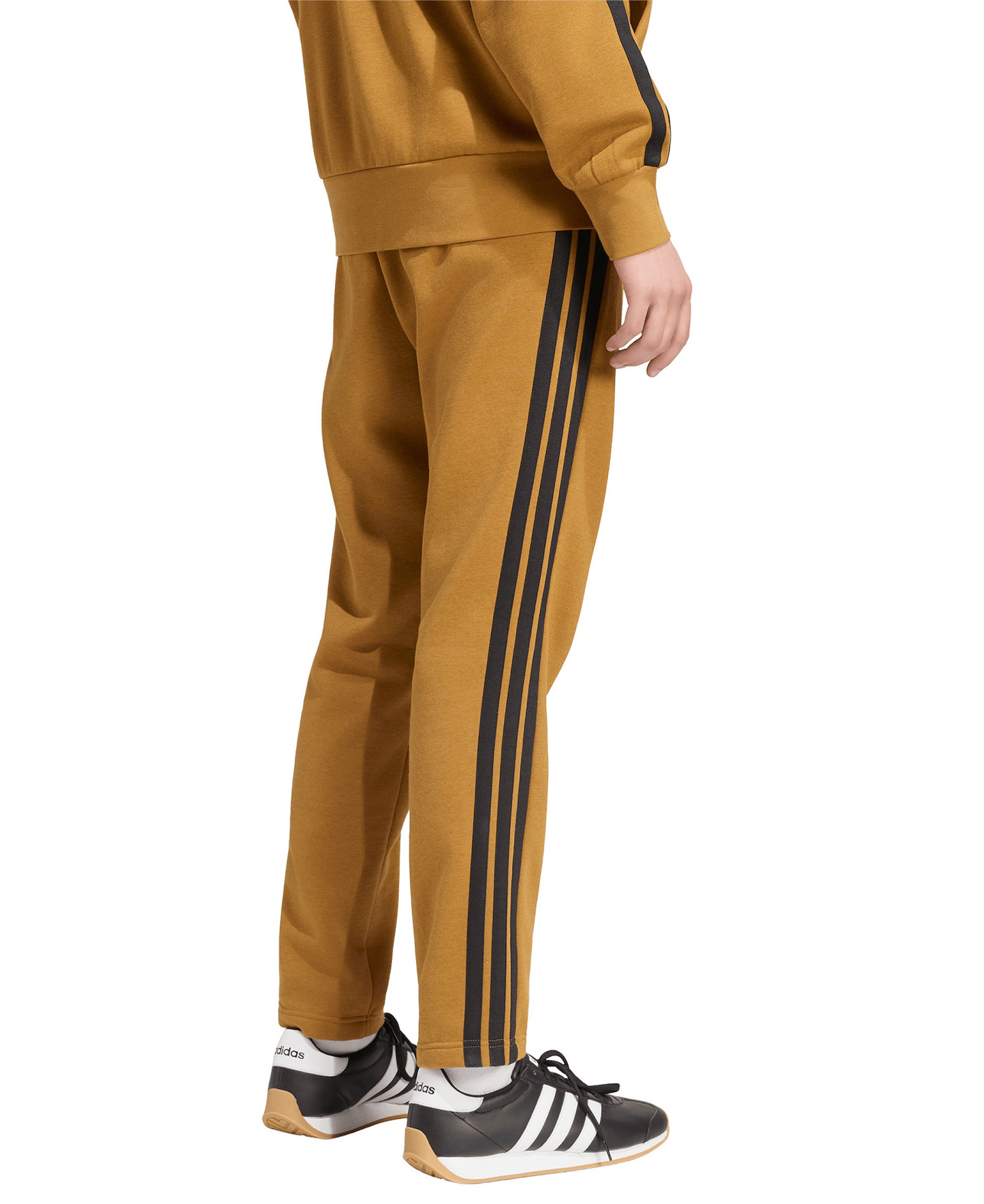 adidas Men's Essentials 3-Stripes Regular Open Hem Fleece Pants - Bronze strata