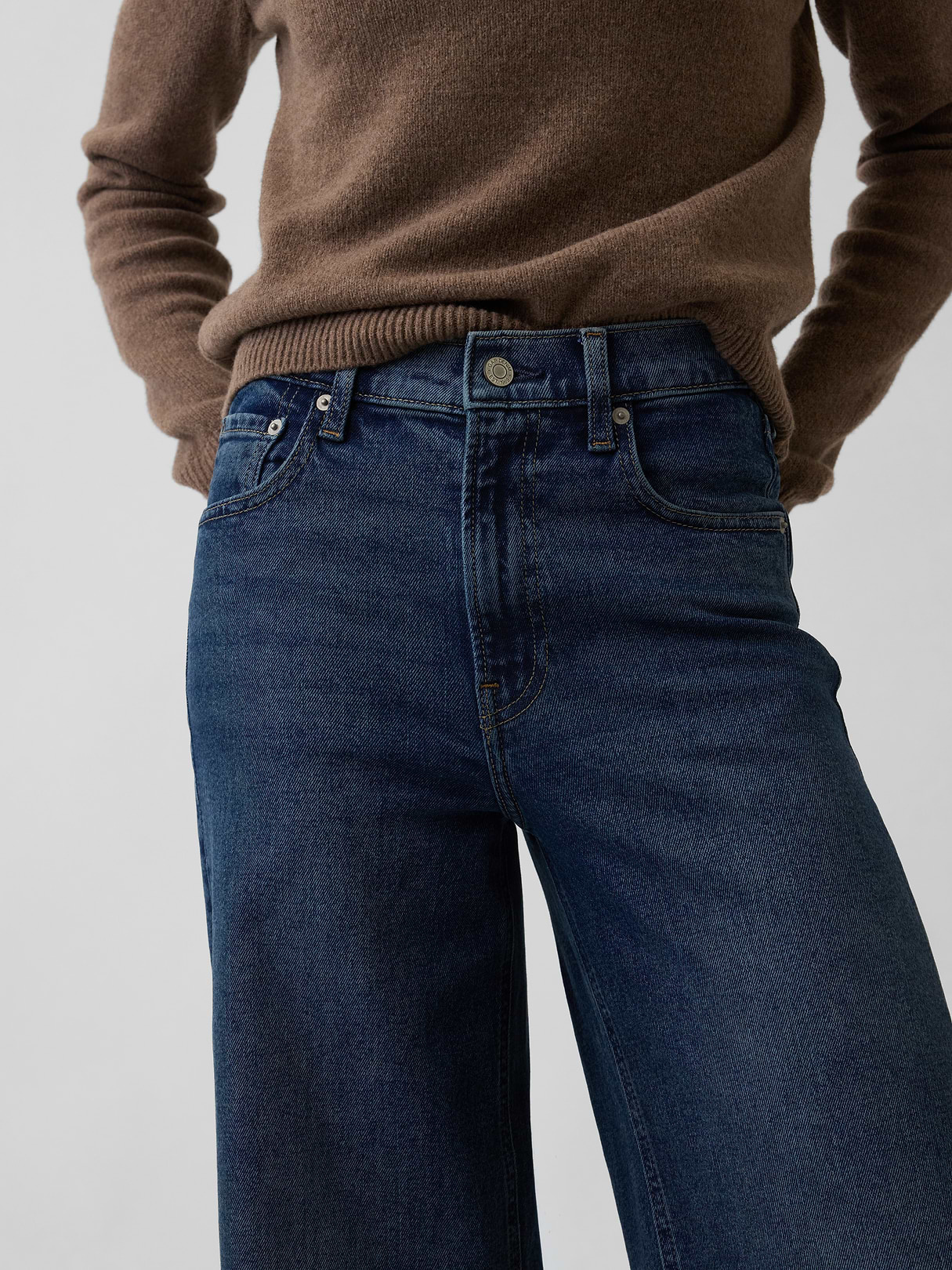 High Rise Stride Wide-Leg Jeans - Dark tint wash