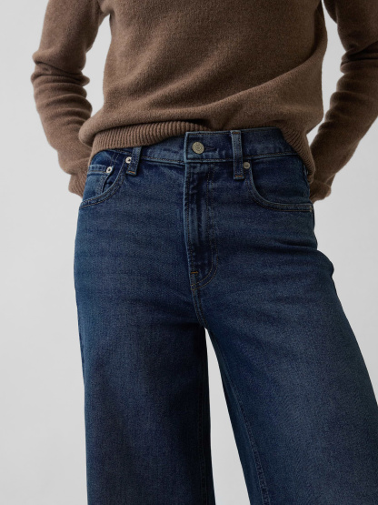 High Rise Stride Wide-Leg Jeans - Dark tint wash
