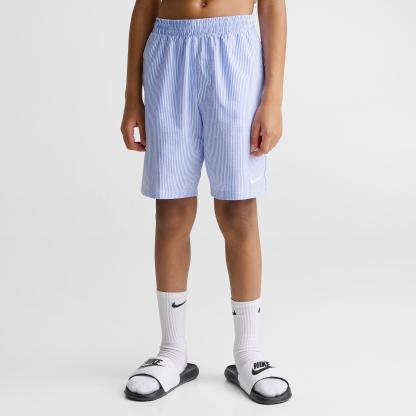 Big Kids' Nithtke Seersucker Ripple Brief-Lined 7" Volley Swim Shorts - Blue Crystal