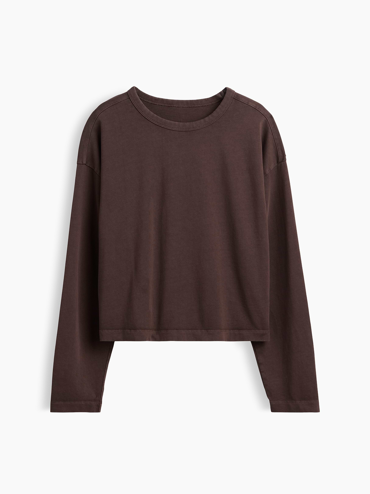 Knit Oversized Crop T-Shirt - Terra brown