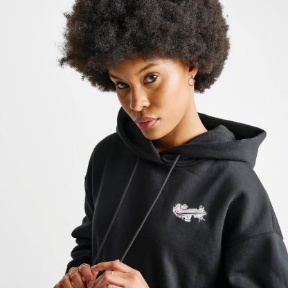 Women's Nike Sportswear Phoenix Fleece Airbrushed Oversized Pullover Hoodie - Black/Light Magenta