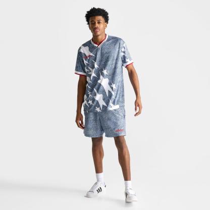 Men's adidas Denim Graphic Shorts - White/Dark Blue - view 2