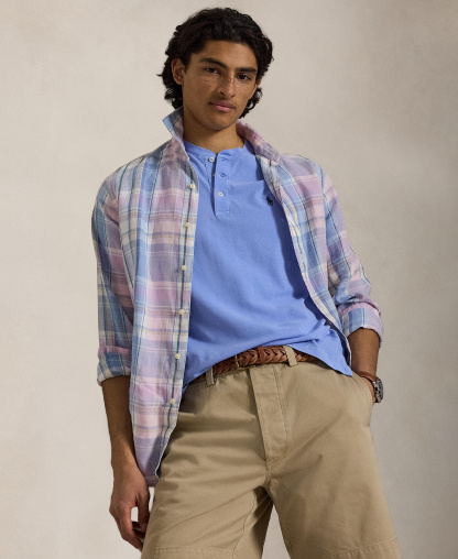 Polo Ralph Lauren Men's Featherweight Mesh Henley Shirt - Canvas Blue