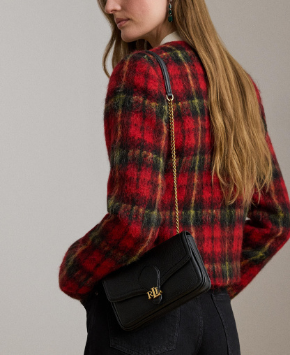 Lauren Ralph Lauren Bradley Small Pebbled Leather Crossbody Wallet - Black