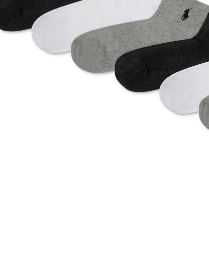 Polo Ralph Lauren Women's 6-Pk. Cushion Quarter Socks - Gray heather assortment