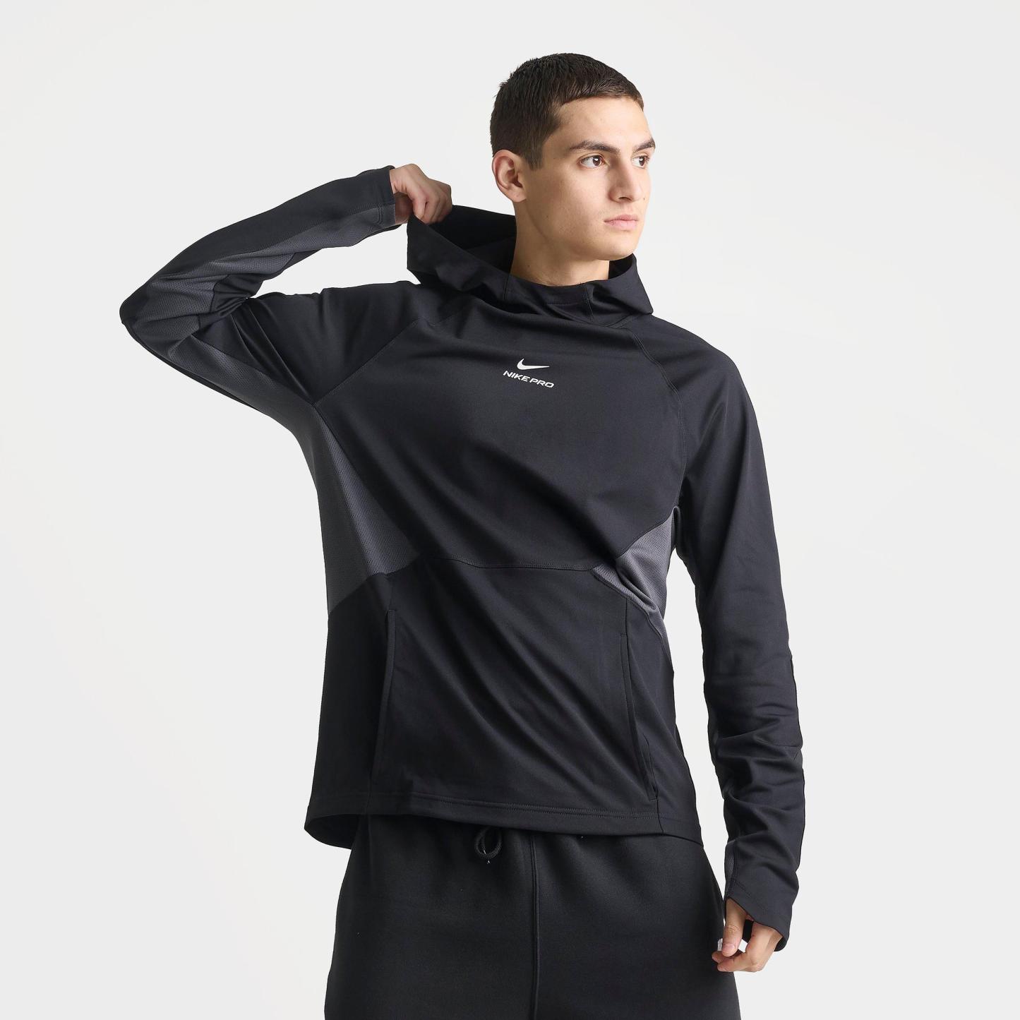Men's Nithtke Pro Dri-FIT Mid-Layer Pullover Training Hoodie - Black/White