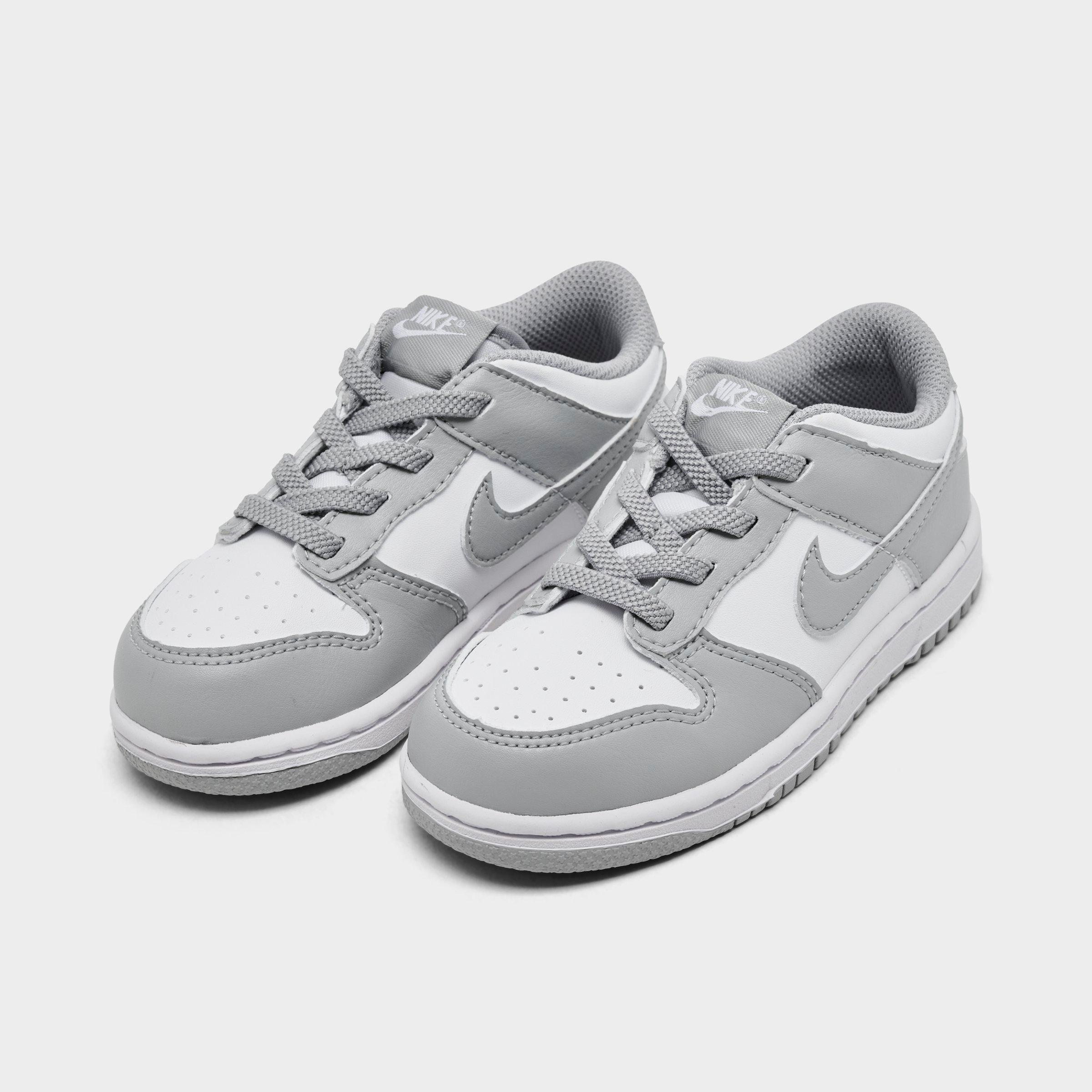 Kids' Toddler Nithtke Dunk Low Casual Shoes - Light Smoke Grey/White - Both shoes facing left