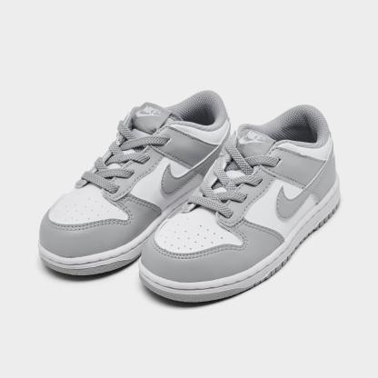 Kids' Toddler Nithtke Dunk Low Casual Shoes - Light Smoke Grey/White - Both shoes facing left