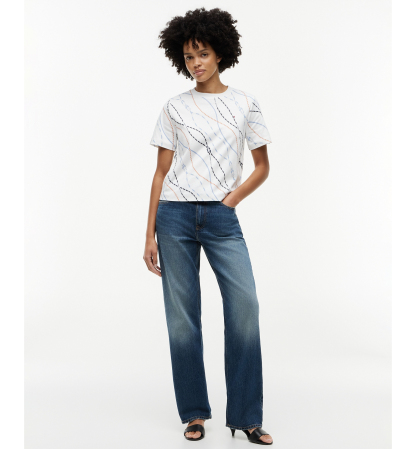 Tommy Hilfiger Women's Interlock Boxy Crewneck Short-Sleeve T-Shirt - Multi Color Rope