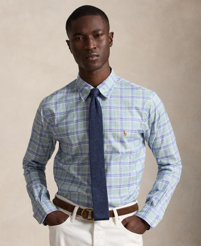 Polo Ralph Lauren Men's Classic-Fit Performance Oxford Shirt - Blue Green Multi