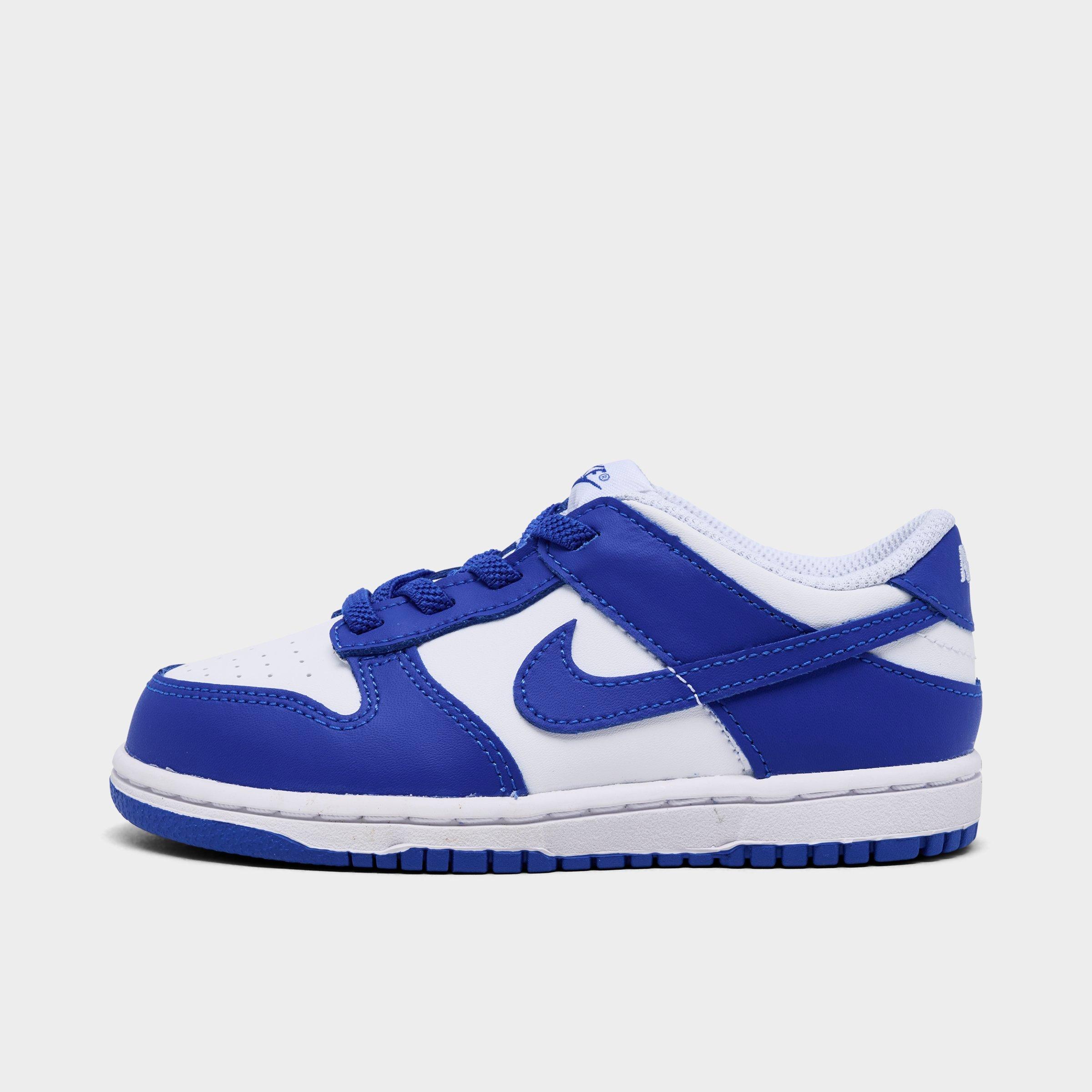 Kids' Toddler Nithtke Dunk Low Casual Shoes - White/Concord - Left shoe facing left. Outside of the shoe.
