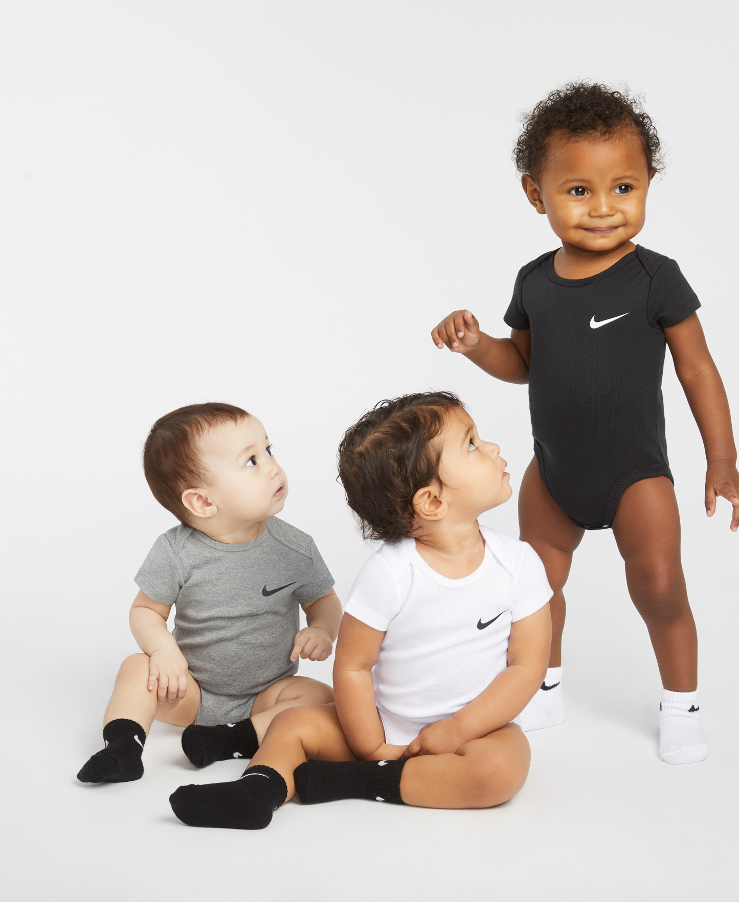 Nike Baby and Toddler Boys' and Baby Girls' Swoosh Ankle Socks, 6-Pack - Gray/White/Multi