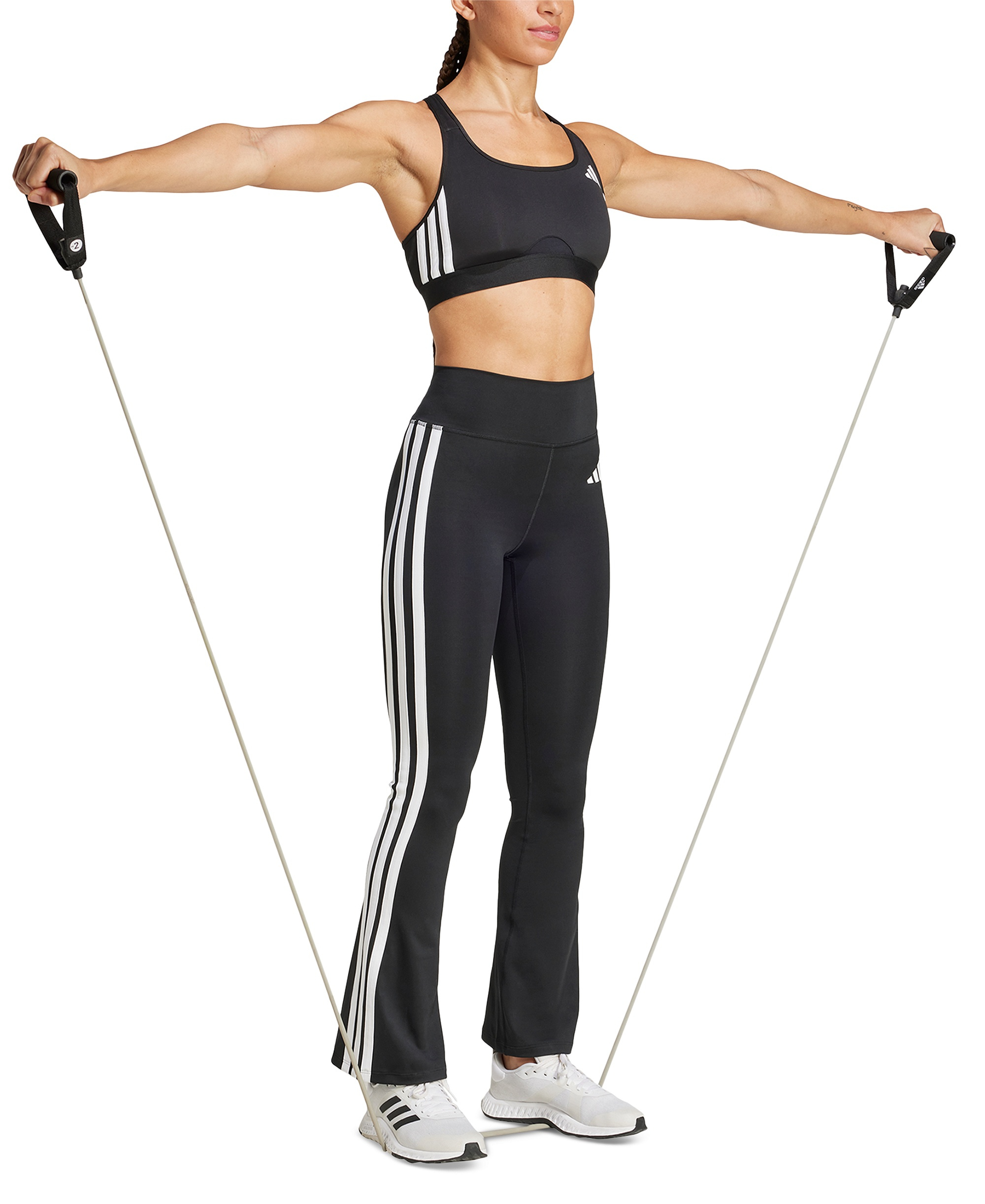 adidas Women's Optime Essentials 3-Stripes Flared Leggings - Black/White