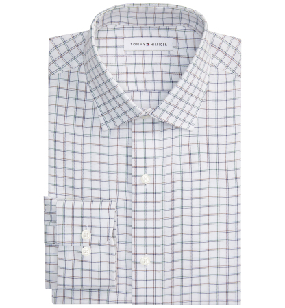 Tommy Hilfiger Men's TH Flex Slim-Fit Spread-Collar Dress Shirt - Blue