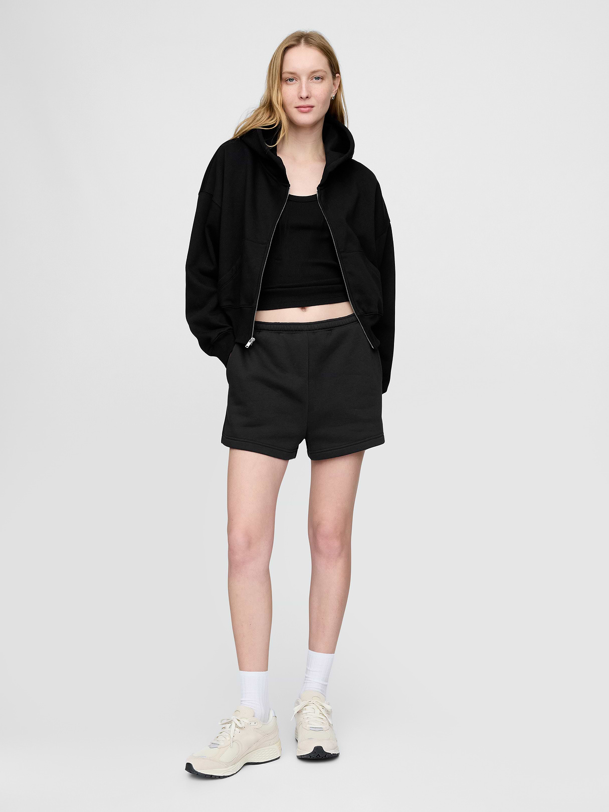 VintageSoft Wedge Zip Hoodie - True black