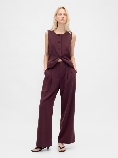 365 High Rise Pleated Trousers - Bordeaux purple