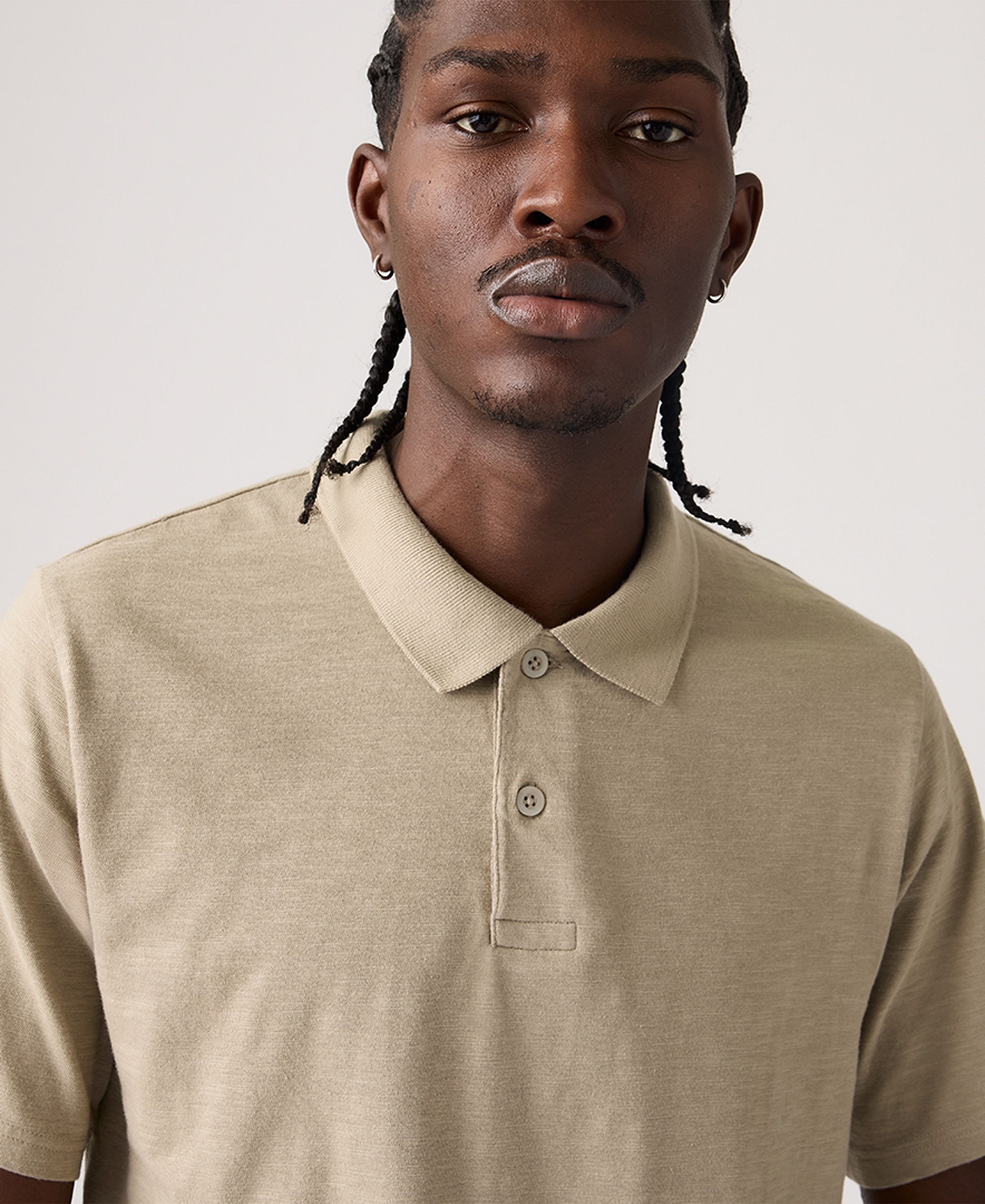 Levi's Men's Merritt Striped Collared Polo Shirt - Khaki
