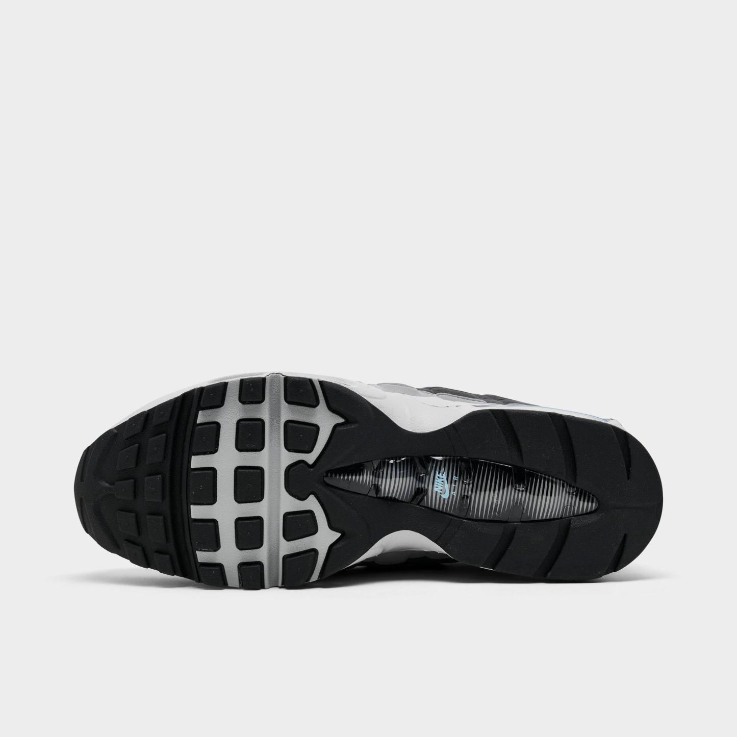 Men's Nithtke Air Max 95 Big Bubble Scorpion Casual Shoes - Part 1 - Black/Grey Fog/Anthracite/Football Blue - Bottom view