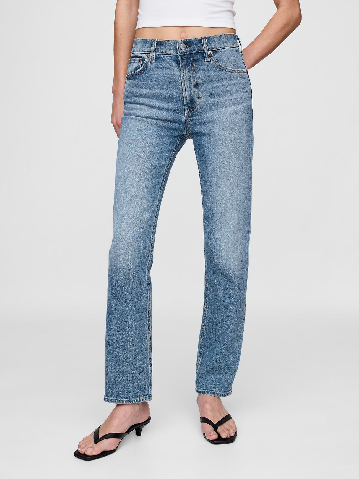High Rise '90s Slim Straight Jeans - New medium wash