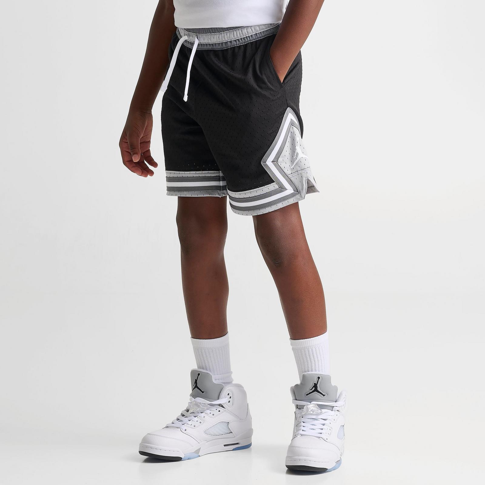Big Kids' Jordan Dri-FIT Diamond Mesh Basketball Shorts - Black/Light Smoke Grey - view 3