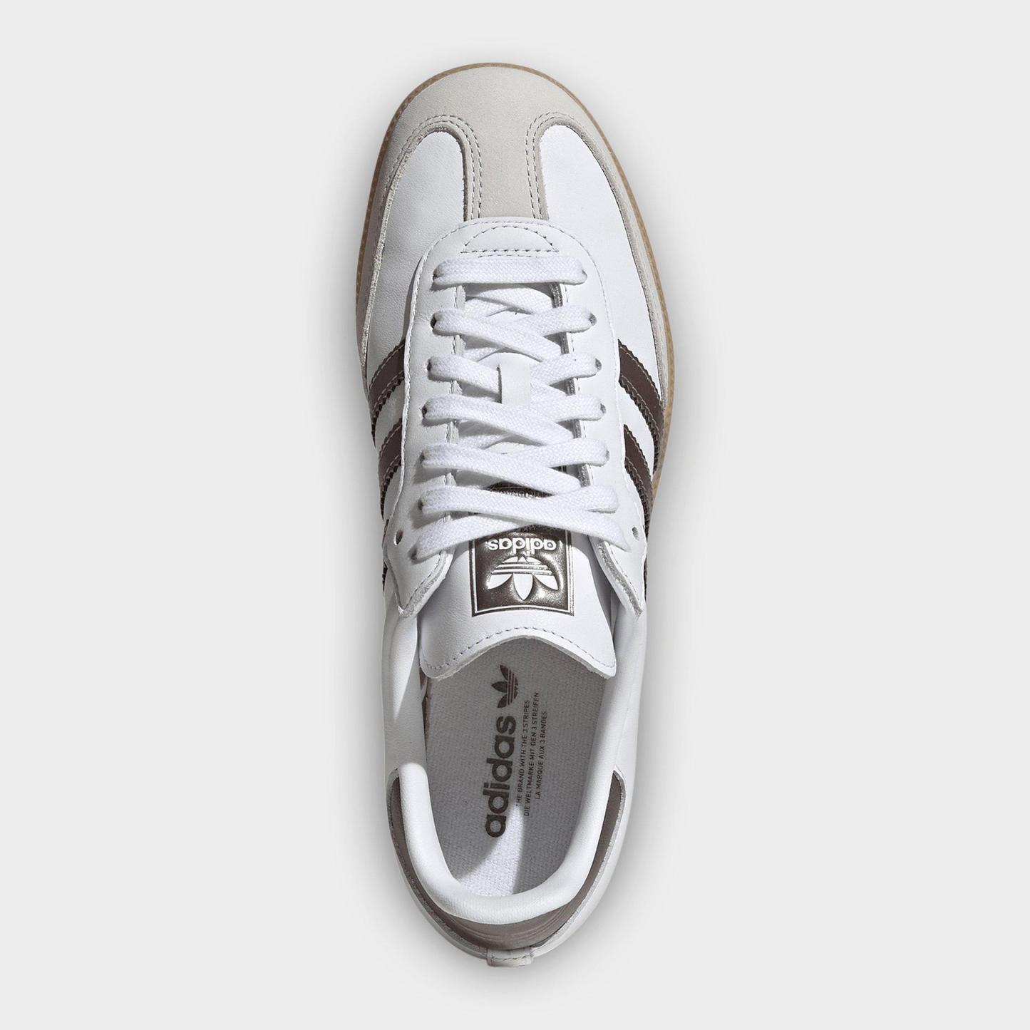 Women's adidas Originals Samba OG Casual Shoes - Part 2 - Cloud White/Coffee Metallic/Gum - Top view