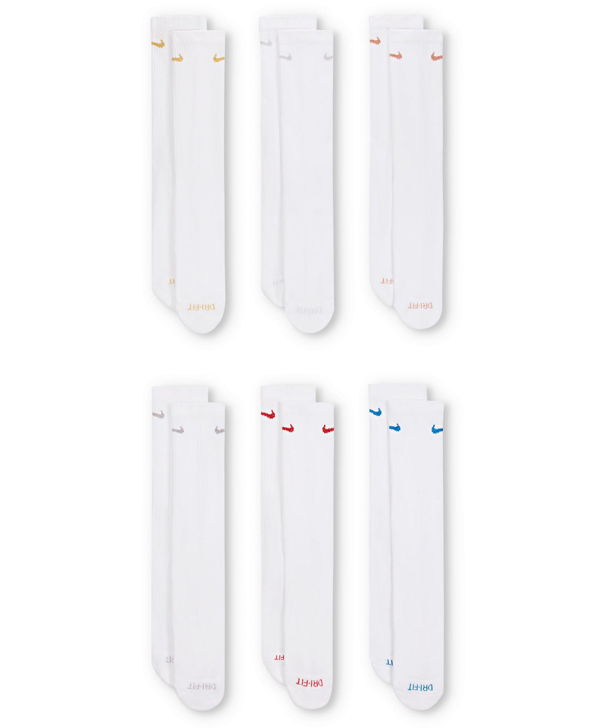 Nike Unisex Everyday Plus Cushioned Training Crew Socks, 6-Pack - White Multi